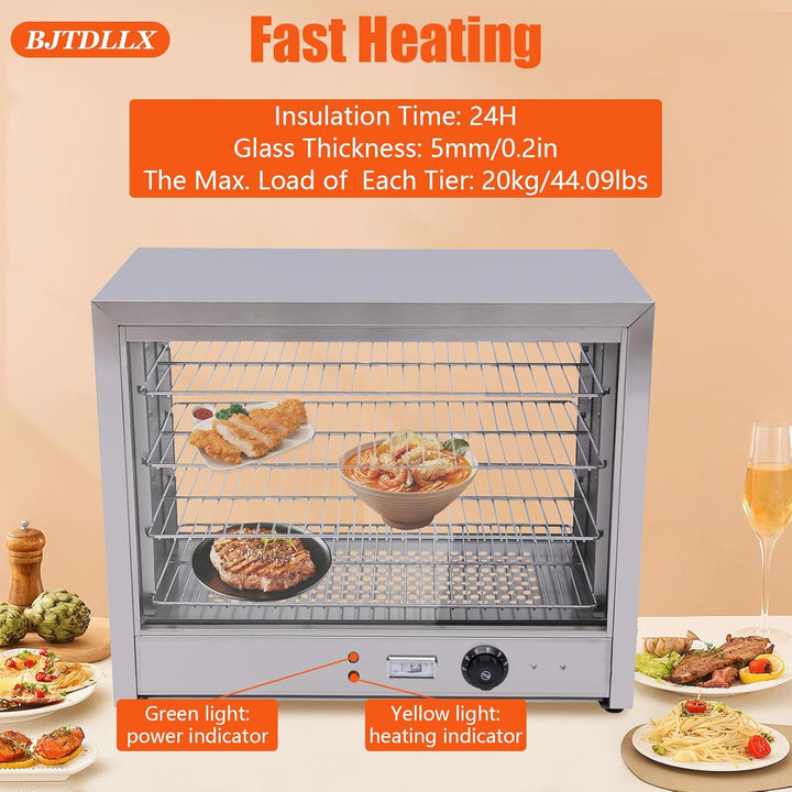 Warmhaltevitrine Catering Heisse Theke Wärmeschrank Speisenwärmer 800W Essen Wärmetheke Aufsatzvitri