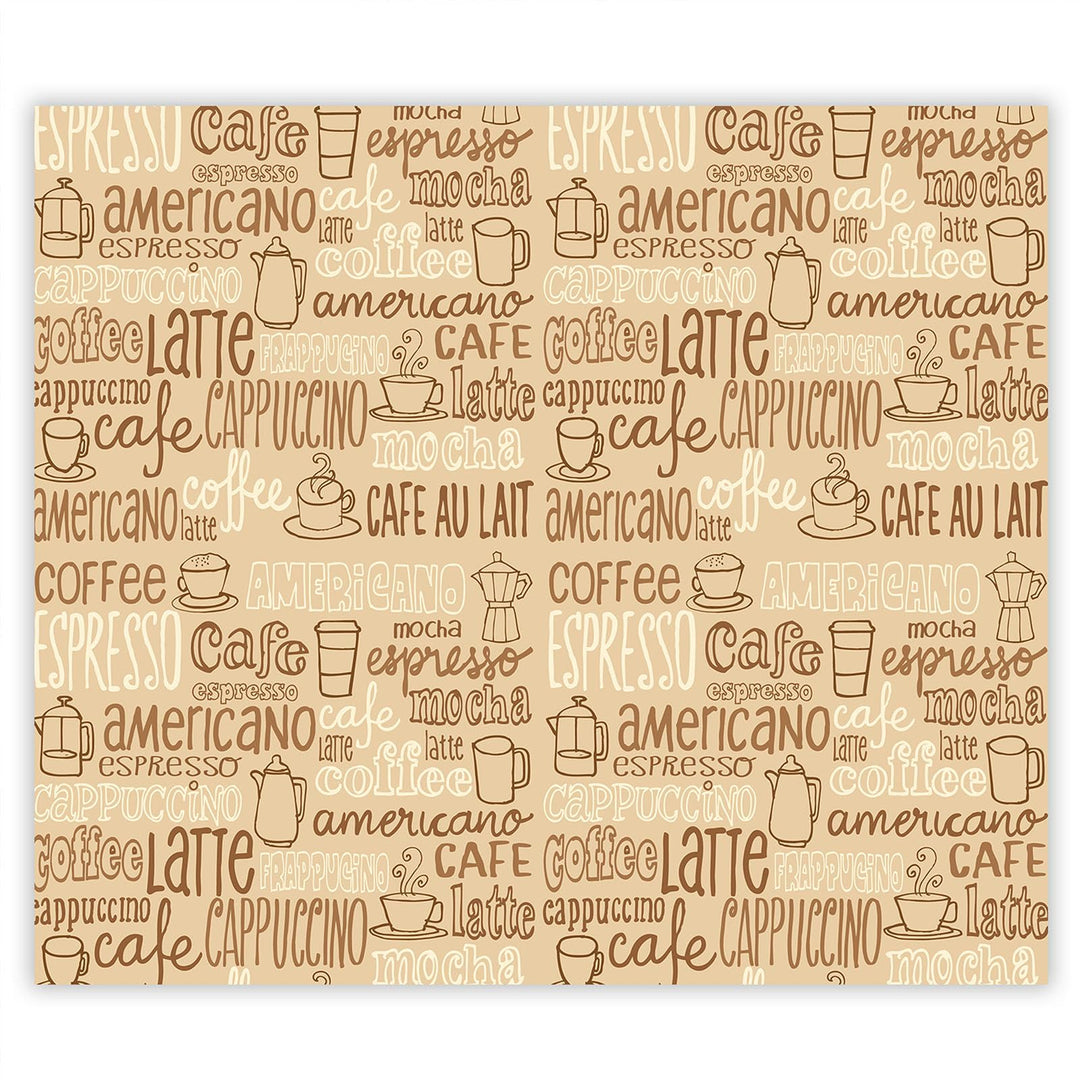 SmartDecoration Herdabdeckplatte Ceranfeldabdeckung aus Glas 60x52 cm Einteilig Motiv "Kaffee" Beige