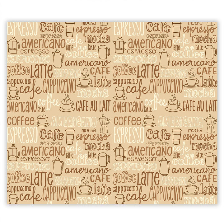 SmartDecoration Herdabdeckplatte Ceranfeldabdeckung aus Glas 60x52 cm Einteilig Motiv "Kaffee" Beige