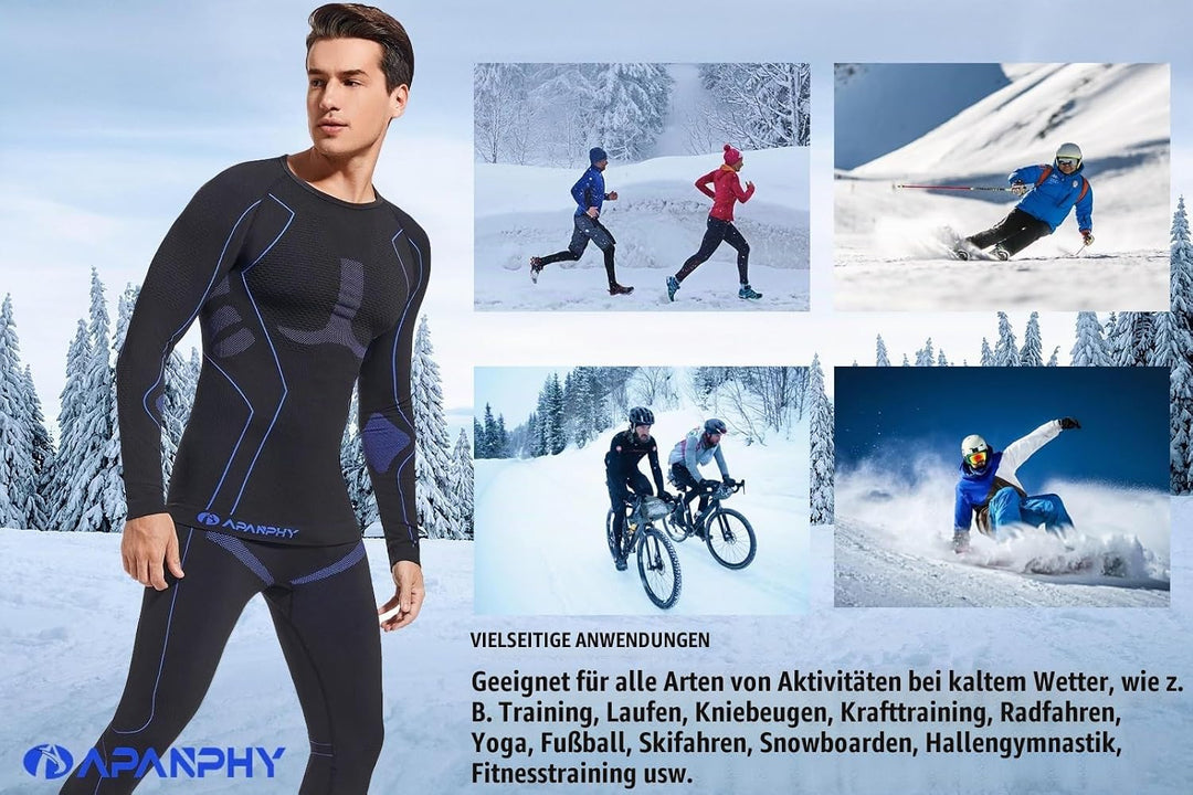 Apanphy® Thermounterwäsche Herren Atmungsaktiv Thermoaktiv Funktionswäsche Herren Schnelltrocknendes