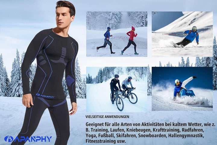 Apanphy® Thermounterwäsche Herren Atmungsaktiv Thermoaktiv Funktionswäsche Herren Schnelltrocknendes