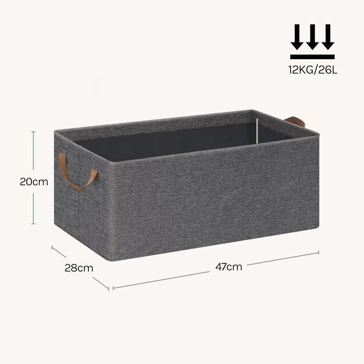 WOLTU Aufbewahrungsbox 5 Stück, mit Griffen, faltbar, Grau, 47x20x28 cm Grau 5pack (47x20x28cm), Gra