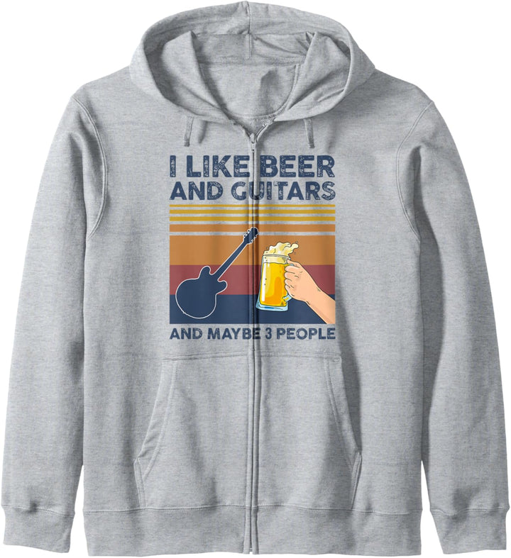 I Like Beer and Guitars and Maybe 3 People Funny Gift Kapuzenjacke