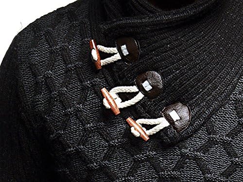 Leif Nelson Herren Strick-Pullover Schalkragen Slim Fit Winter Sommer Moderner Männer schwarzer Pull