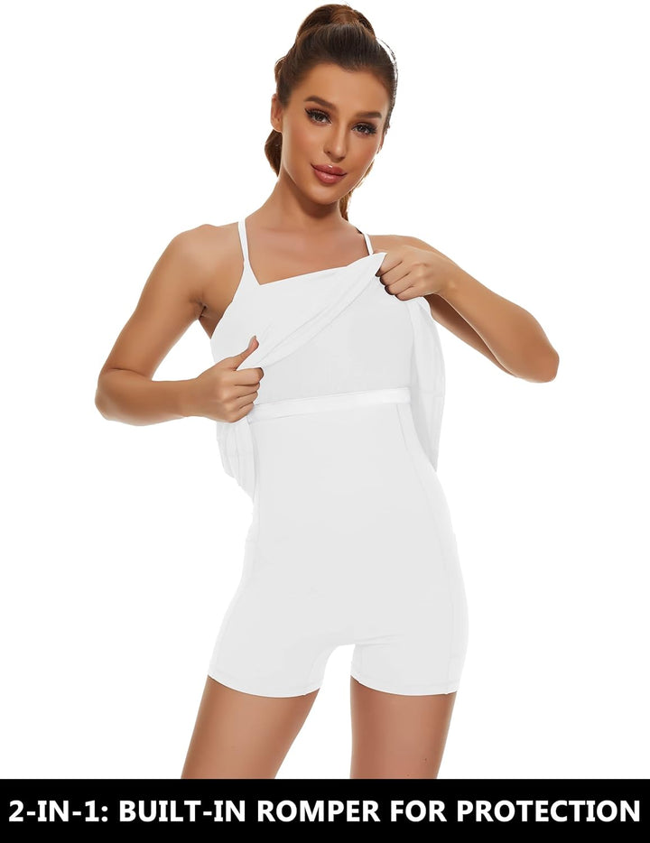 Desol Damen-Tenniskleid, Golf-Trainingskleid mit integrierten BH- und Shorts-Taschen, sportliche Tra