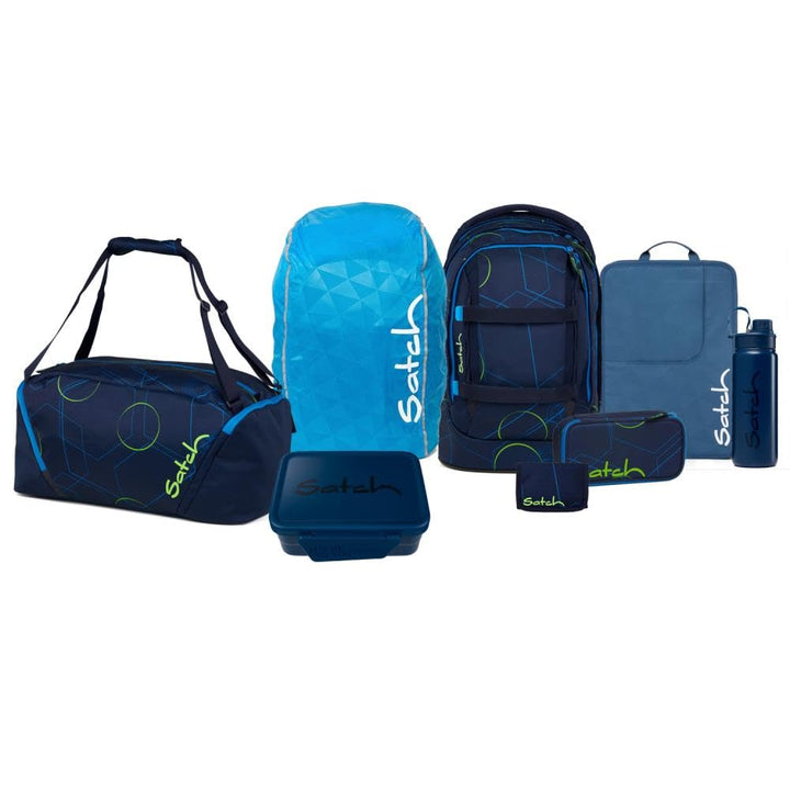 Satch Pack Kollektor Edition Schulrucksack Set 8tlg. inkl. Brotdose und Trinkflasche (Blue Tech), Bl