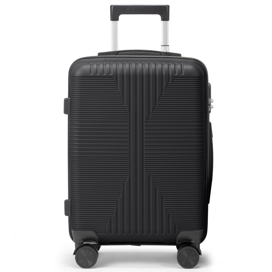 LEADZM Handgepäck Koffer aus PP, 55x35x21 cm (Schwarz, 20in) Schwarz M/20in, Schwarz M/20in