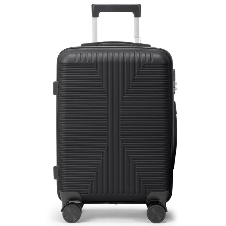 LEADZM Handgepäck Koffer aus PP, 55x35x21 cm (Schwarz, 20in) Schwarz M/20in, Schwarz M/20in