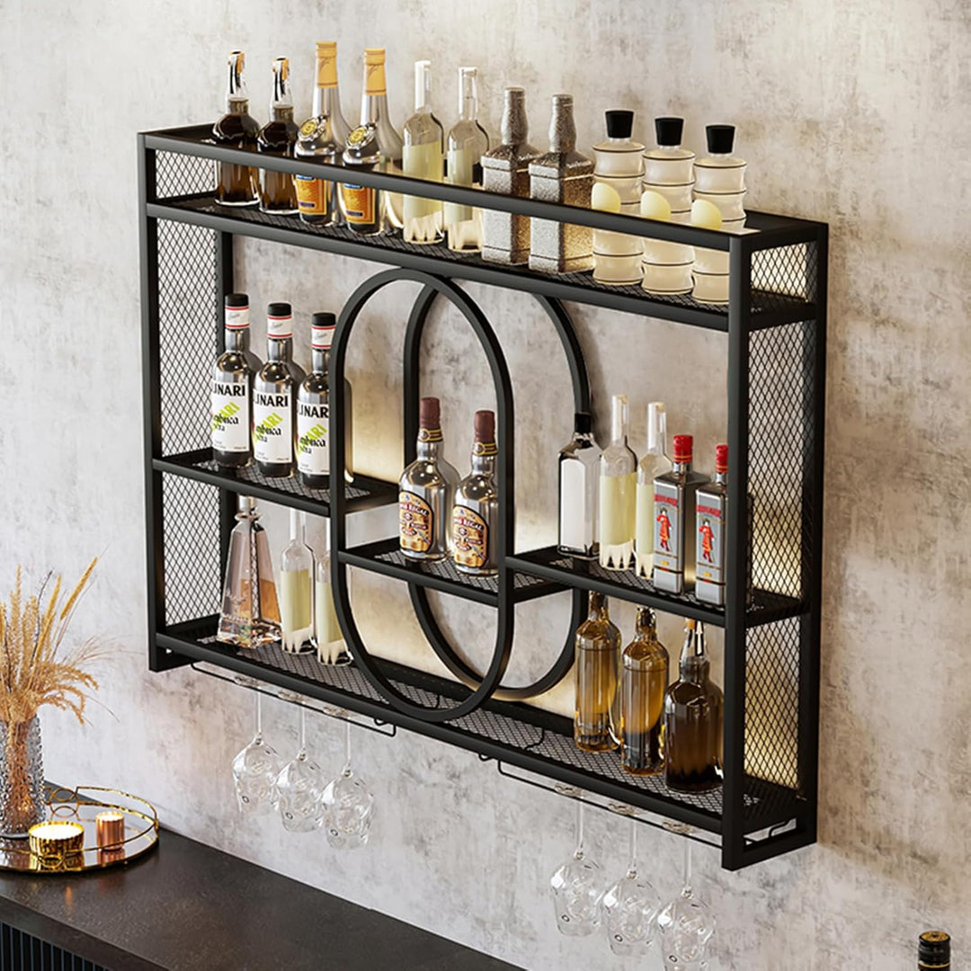 Premium Wandweinregal Metall | Modulare Weinflaschenhalterung | Modernes Weinlager Für Homebar, Küch
