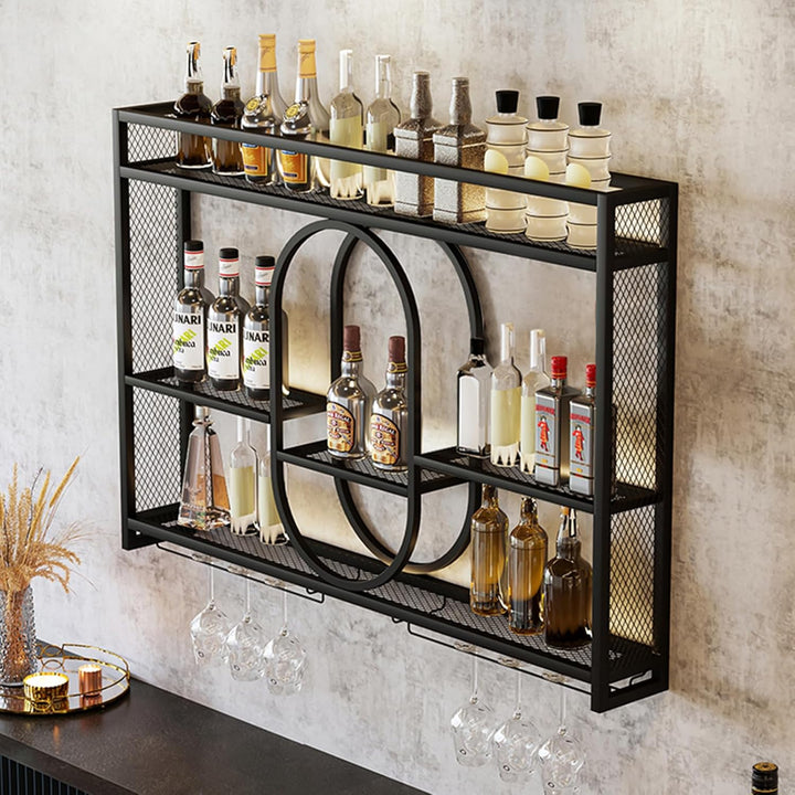 Premium Wandweinregal Metall | Modulare Weinflaschenhalterung | Modernes Weinlager Für Homebar, Küch