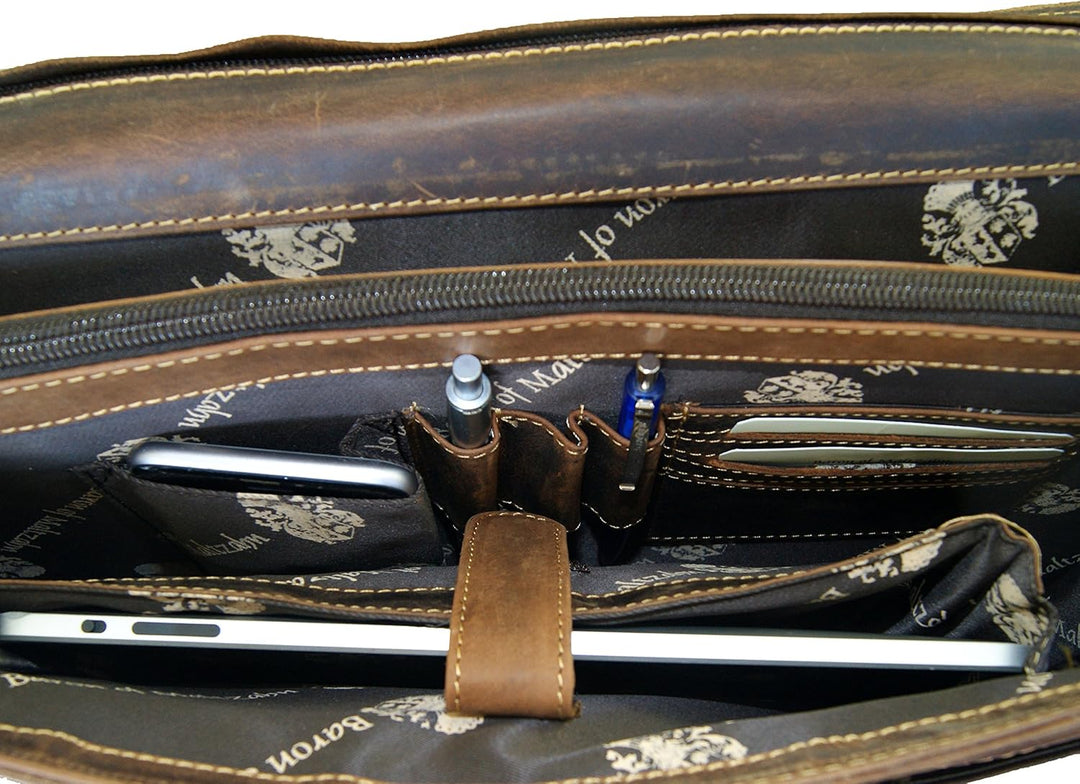 Freiherr von Maltzahn Aktentaschen Laptoptasche SHATTERHAND, 41 cm, braun, Western-Leder, L251 + Led