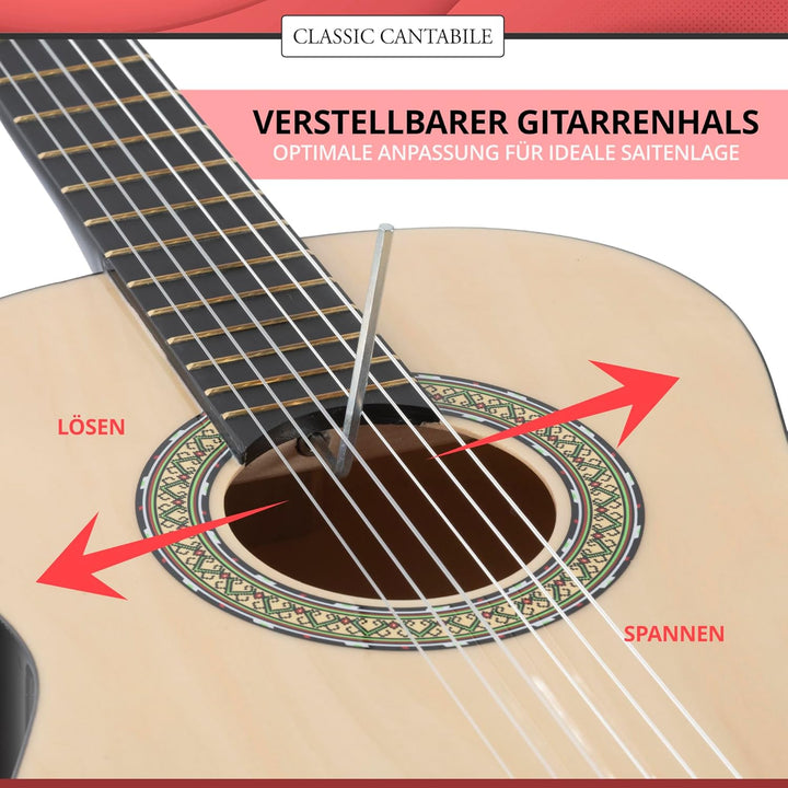 Classic Cantabile AS-851-L Klassikgitarre 1/2 für Linkshänder (Konzertgitarre für Kinder/Anfänger, A