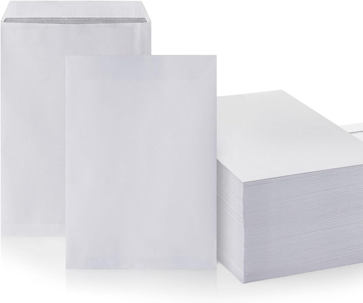 250 Briefumschläge ohne Fenster DIN C4 Umschläge Weiss haftklebend 229 x 324 mm 90g/m² Versandtasche