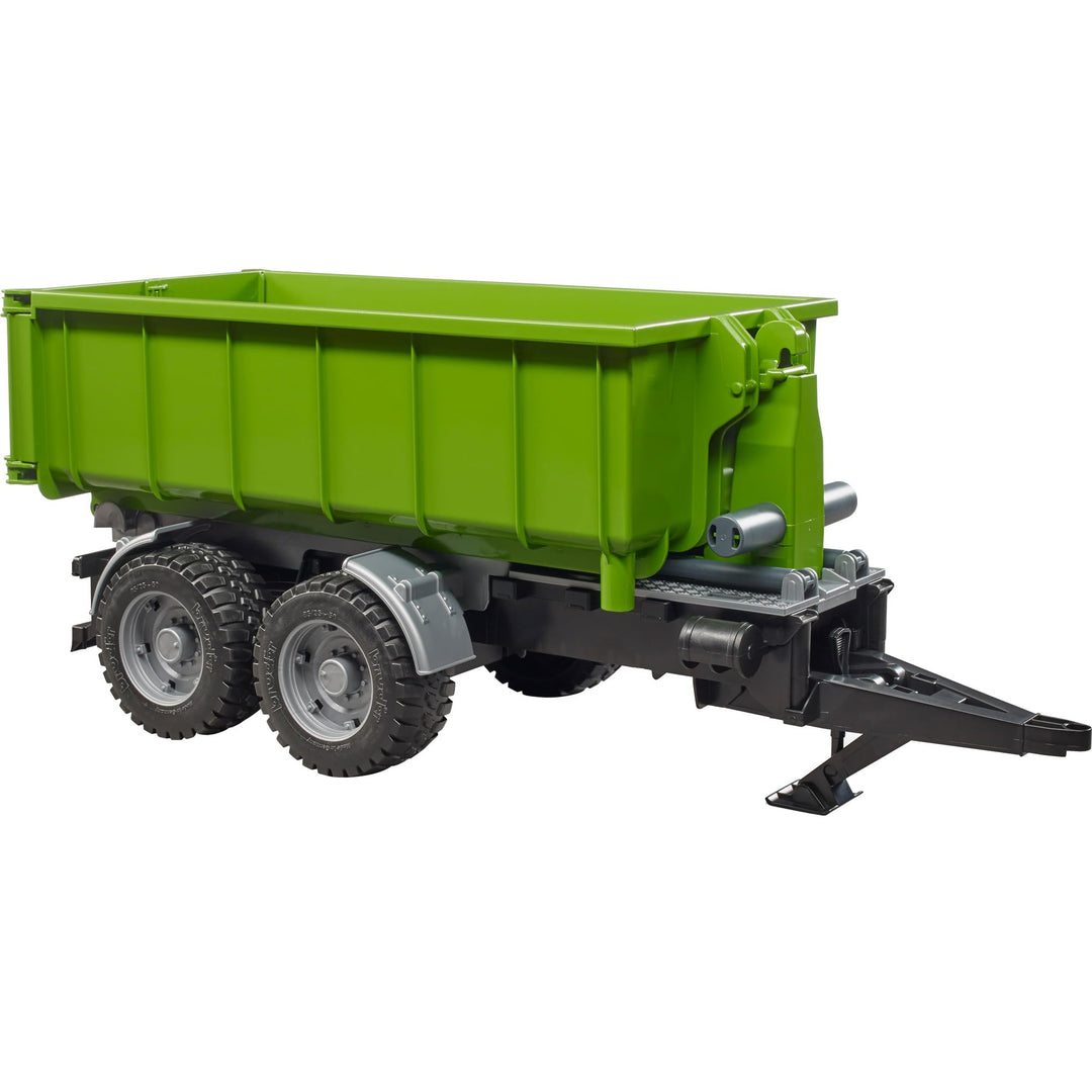 bruder 02035 - Hakenlift-Anhänger für Traktoren, inklusive Kupplungsadapter - 1:16 Kippanhänger Tran