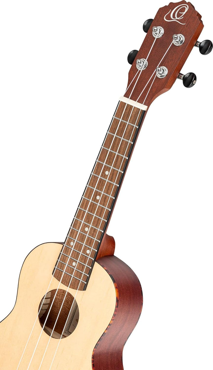 Ortega Guitars Soprano Ukulele - Bonfire Series - Fichtendecke mit lasergaviertem Motiv (RU5-SO)