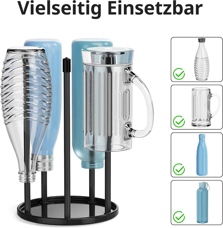 Flaschenhalter für SodaStream - Premium Abtropfhalter aus Keramik Abtropfständer mit Abtropfwanne fü