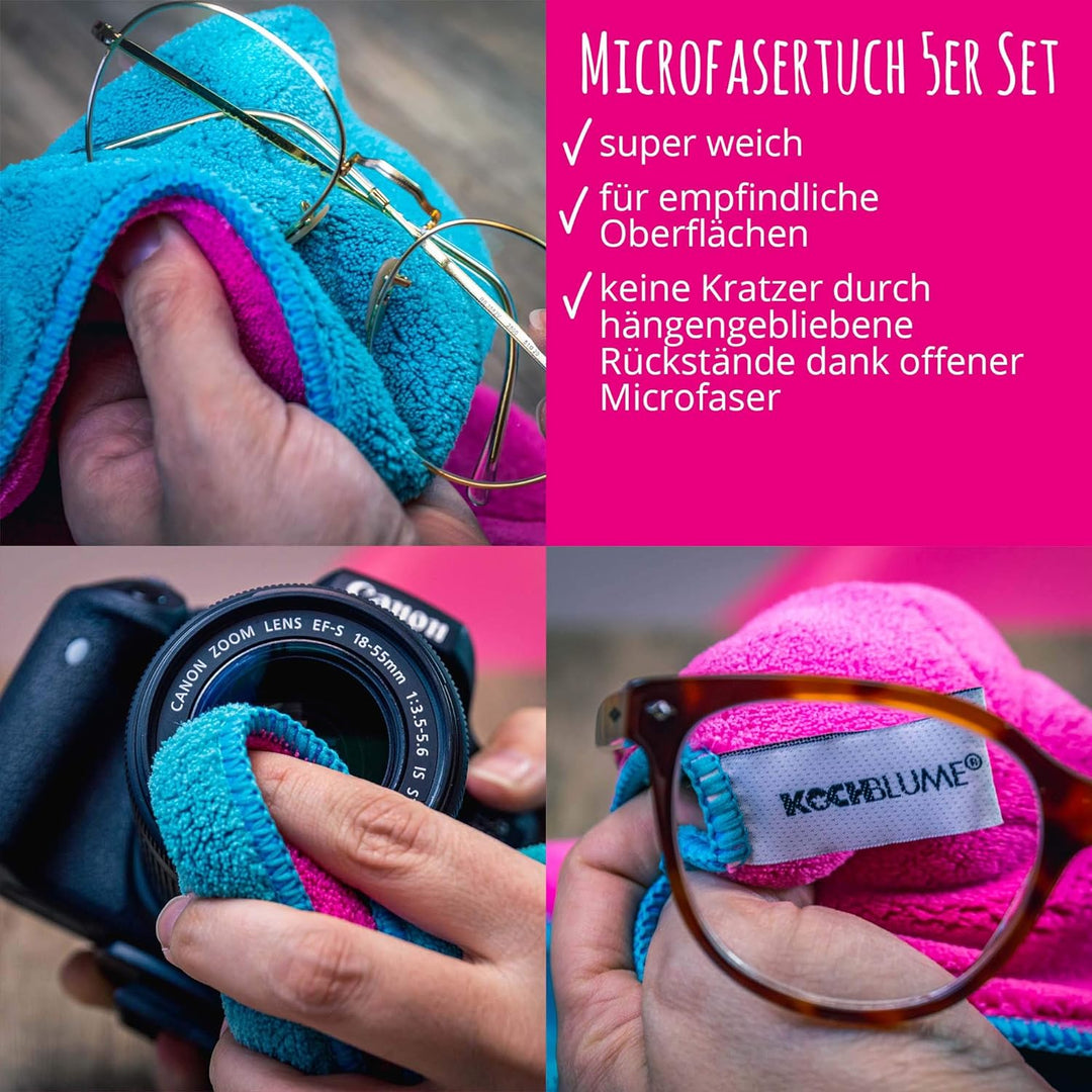 Kochblume Microfasertuch Set, 10-teilig | Premium Microfaser | Set in der bunten Box (türkis-pink),