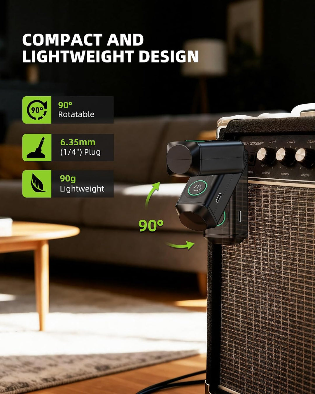 LEKATO iW-30 Bluetooth-Empfänger mit 6,35 mm Klinkenstecker, Mono/Stereo Wireless Audio Receiver, 15