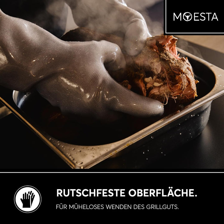 Moesta 19833 - HeatPro Gloves - Ofen- und Grillhandschuh aus Silikon - bis 250 Grad hitzebeständig,