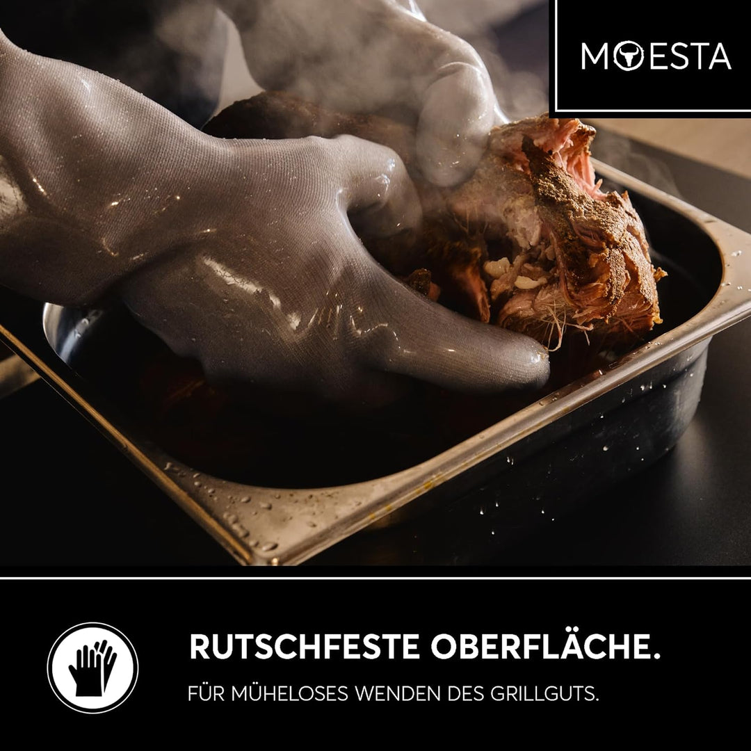 Moesta 19832 - HeatPro Gloves - Ofen- und Grillhandschuh aus Silikon - bis 250 Grad hitzebeständig,
