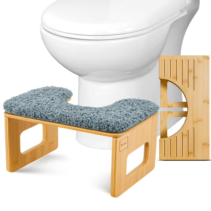 Bambus Toilettenhocker Erwachsene mit Komfortmatte – Klohocker Erwachsene Klappbar & Langlebig, Falt