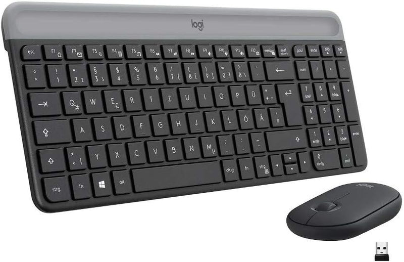 Logitech MK470 Slim Combo Kabelloses Tastatur-Maus-Set, 2.4 GHz Verbindung via Nano-USB-Empfänger, 1