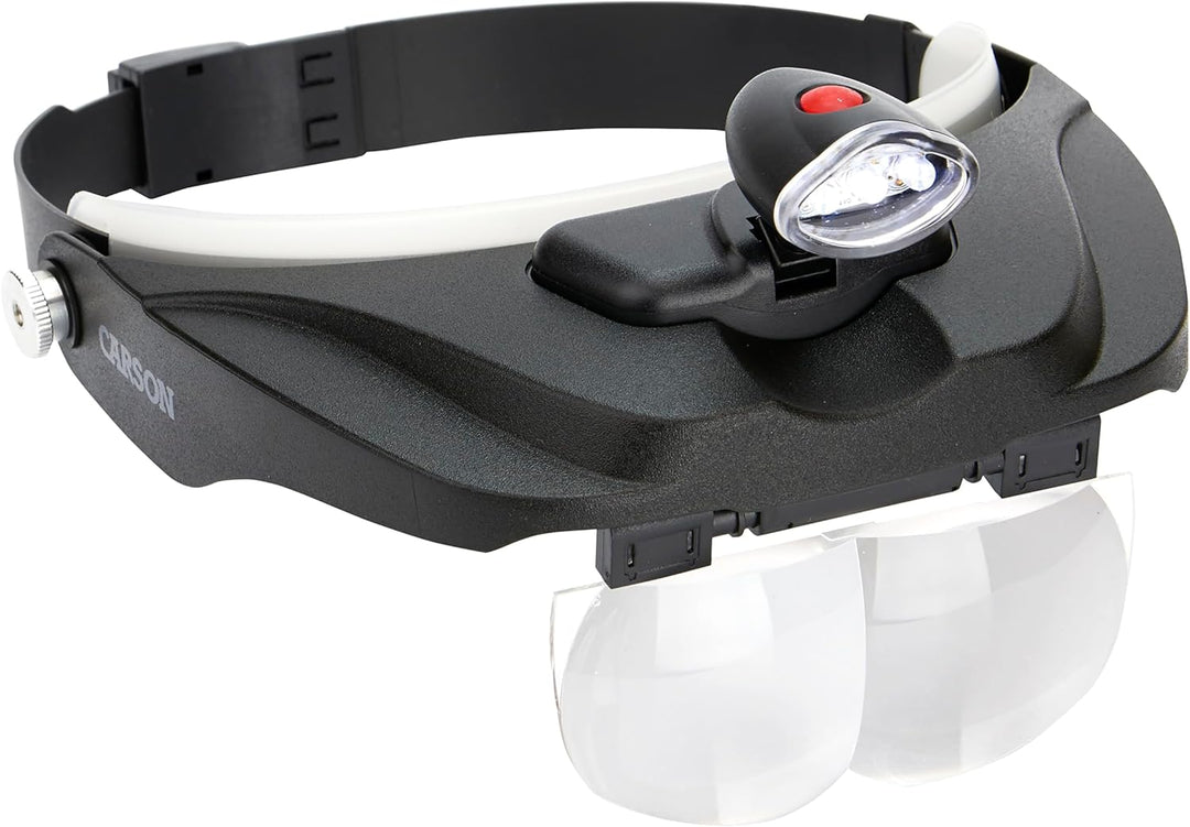 Carson MagniVisor Deluxe Komfort Kopflupe mit abnehmbarer LED Lampe und Wechsellinsen (CP-60) MagniV