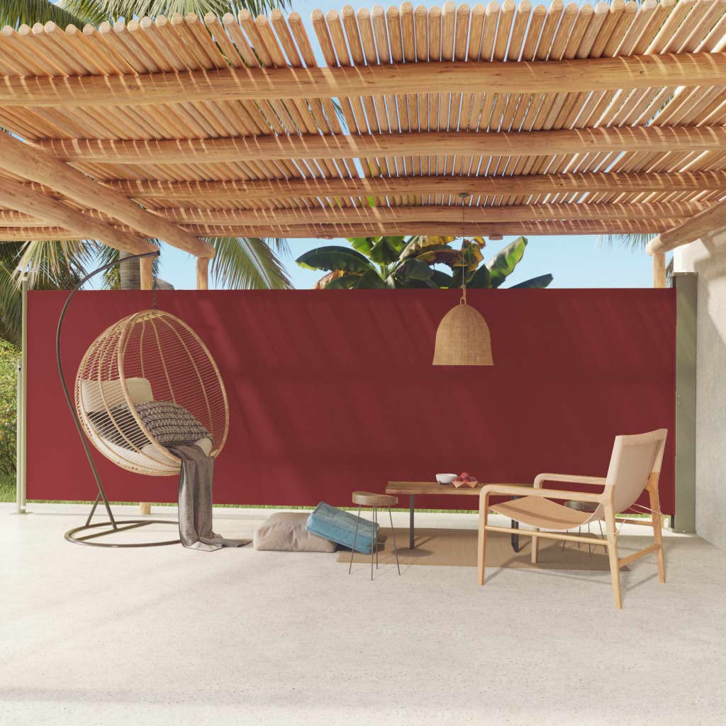 puraday 180x600 cm Seitenmarkise Ausziehbar Rot Terrassen-Sichtschutz Balkon Seitenwand Stilvolle Se