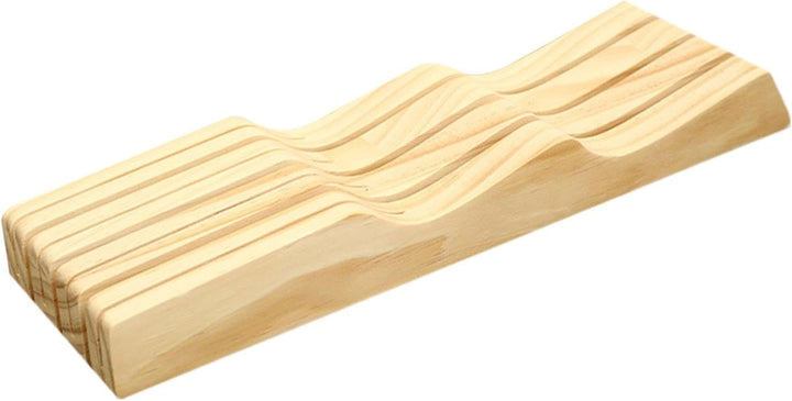 Messerblock-Organizer für Küchenschublade - Messerhalter aus Holz, Tablett in Braun für 7 Messer | M