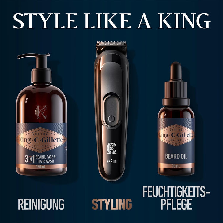 King C. Gillette Barttrimmer für Herren, kabellos, für kurze Rasur, mittel und lang, nachfüllbar