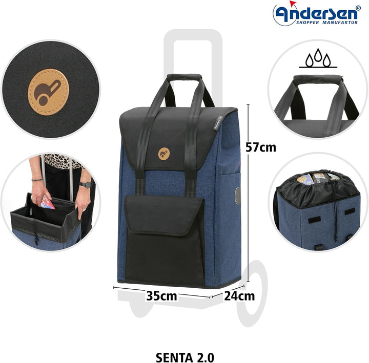 ANDERSEN Einkaufstrolley Ersatztasche - Tasche Senta 2.0 blau 49 L, Blau