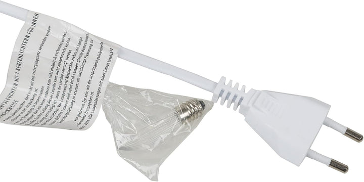 Idena 8582088 - LED Adventsleuchter mit 7 LED Kerzenlichtern in Warmweiss, Schwibbogen aus naturfarb