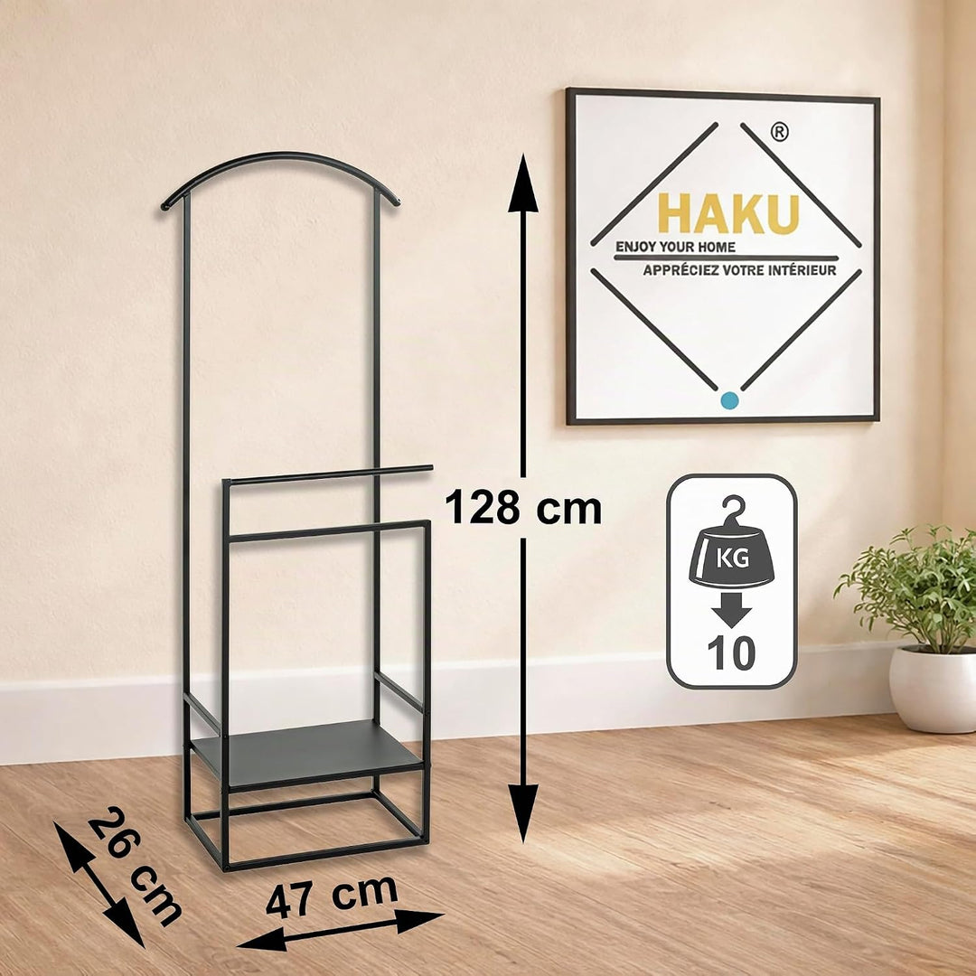 HAKU Möbel Herrendiener schwarz, Metall - Masse: B 47 cm x H 128 cm x T 26 cm, Style: Modern