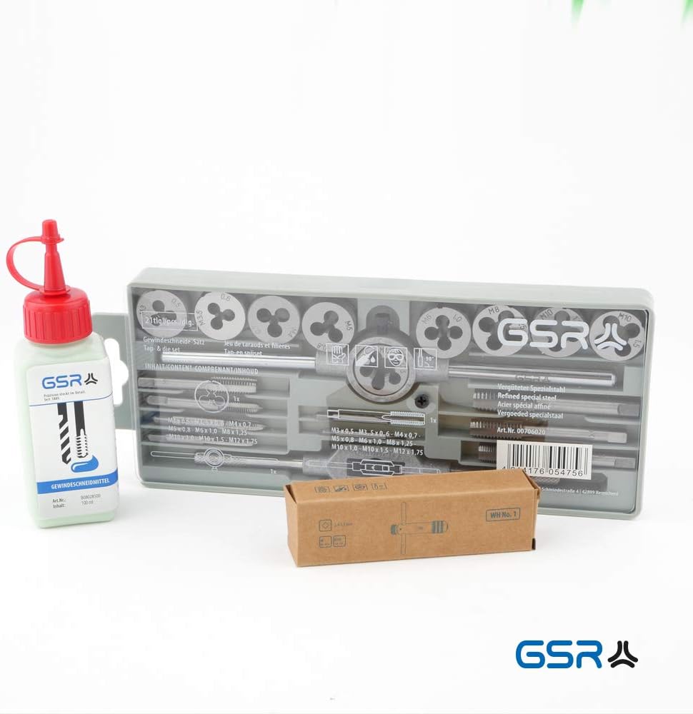 GSR Gewindeschneid Set HSS, Gewindeschneider Satz 20-tlg. Werkzeughalter M3-M10 und Gewindeschneidpa