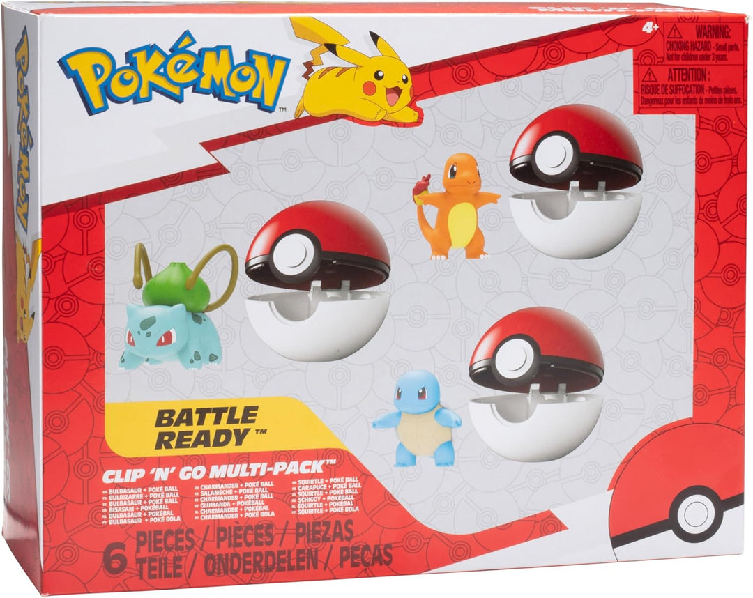 Pokémon Clip 'N' Go Pokeball & Battle Figuren-Set 3er-Pack – Let's Go Starters Charmander, Bubasaur,