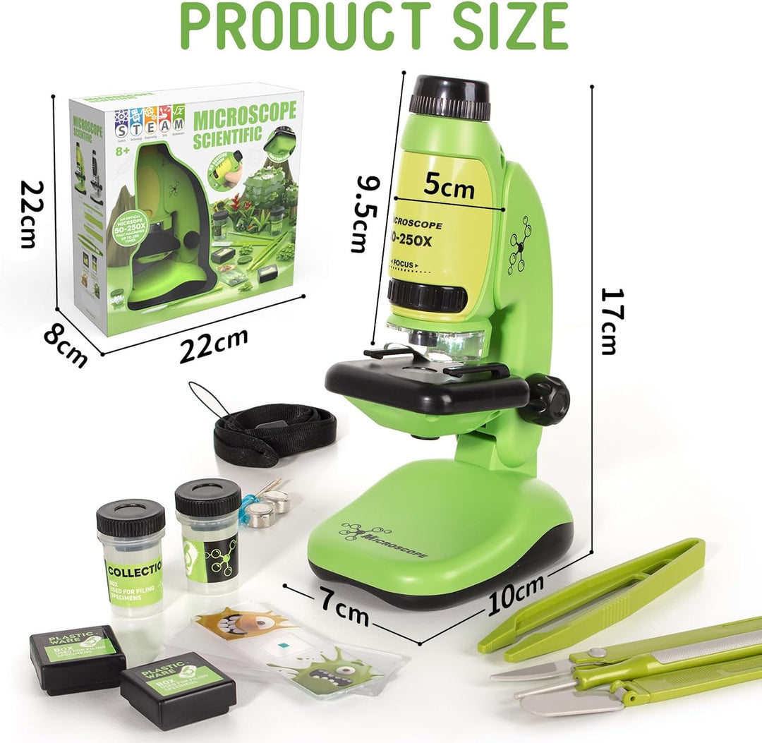 Todeco Mikroskop für Kinder, 50x-250x Taschenmikroskop, Benchtop Handmikroskop 2-in-1 mit Einstellba