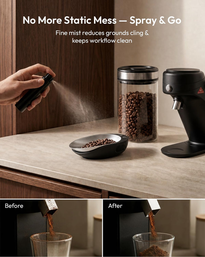 Maestri House wiederaufladbare Kaffeewaage 0,1g präzise mit 8ml Sprühflasche ergonomisches Design mi