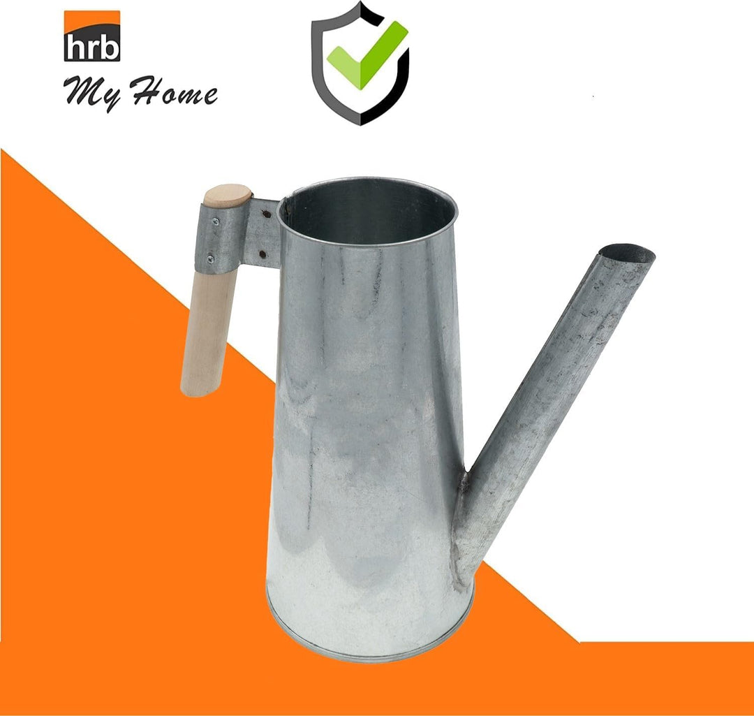 HRB Zinkgiesskanne 3 L mit Holzgriff für den Aussen-/Innenbereich, Giesskanne feuerverzinkt, Metallg