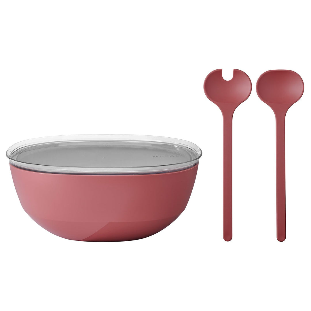 Mepal – Salat-Set Silueta – Servierschale mit Deckel (5000 ml) mit Salatbesteck (28,5 cm) – Outdoor-