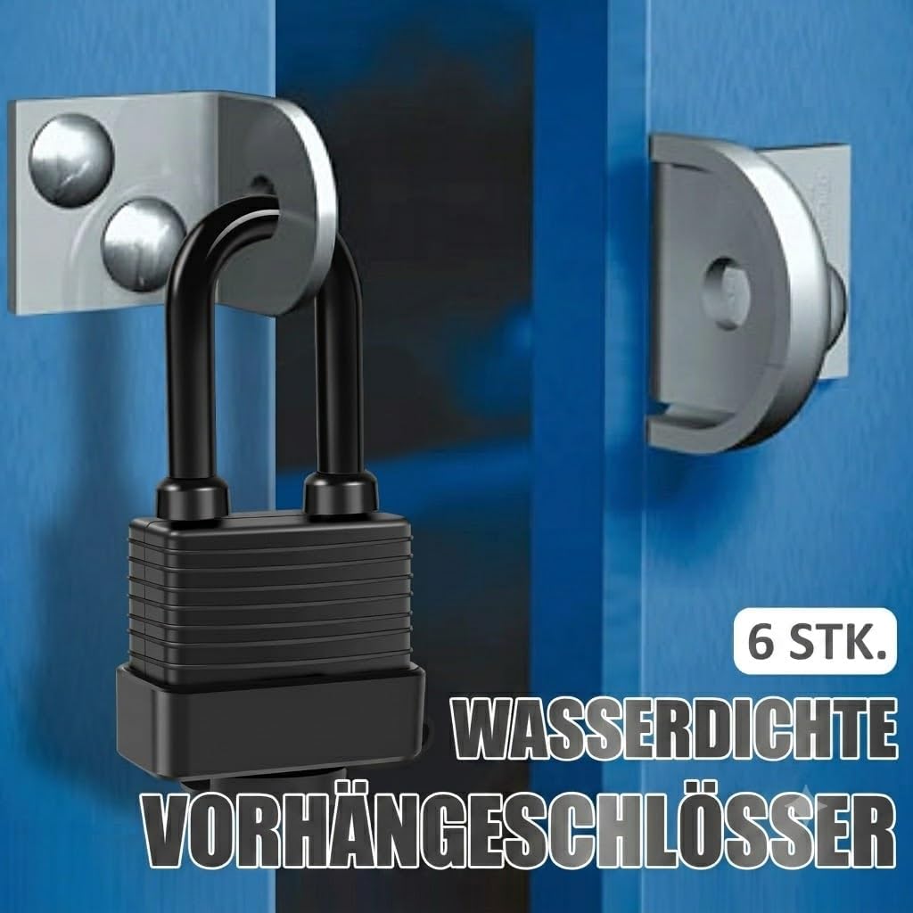 6 Stück Vorhängeschloss Messing mit Wasserdichtes Kunststoffmantel,12 Stück Schlüssel Wasserdichte V