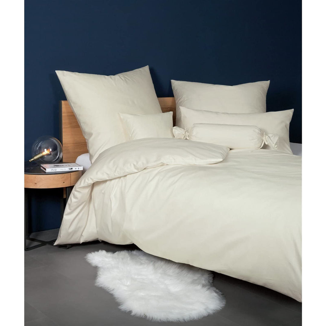 Janine Mako Satin Bettwäsche Uni Colors 200 x 220 cm Ecru 1 Bettbezug 200 x 220 cm + 2 Kissenbezüge