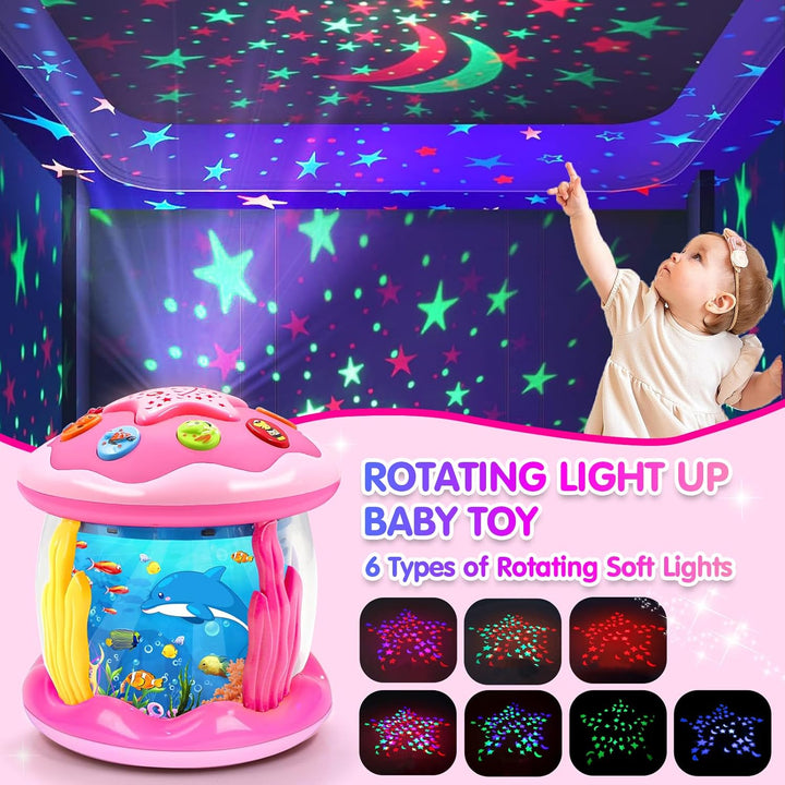 Baby Spielzeug ab 1 Jahr Mädchen Junge Drehender Projektor Babyspielzeug ab 6 12 18 Monate mit Musik
