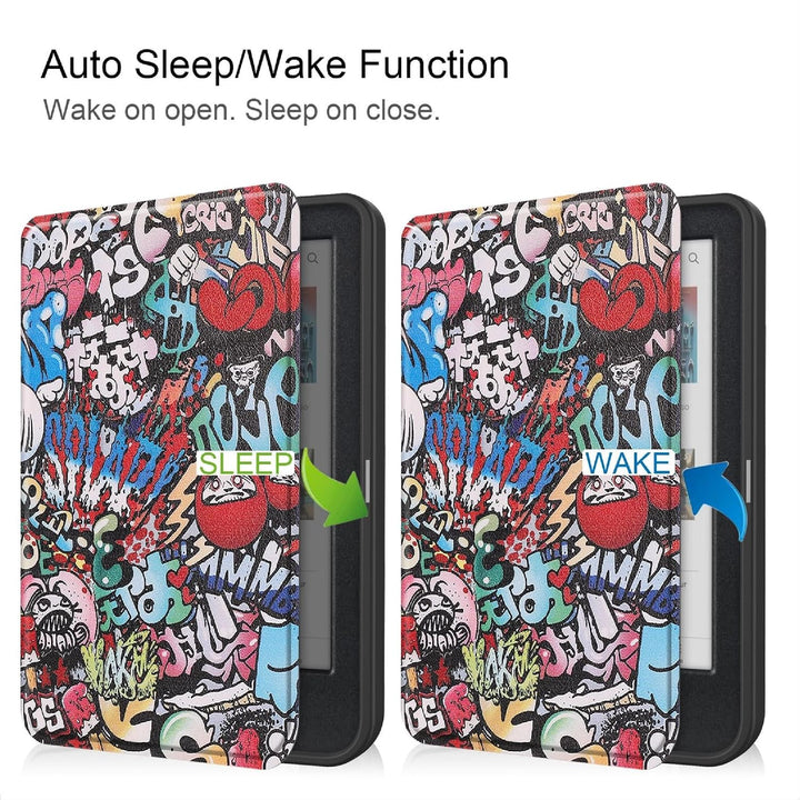 GIOPUEY Hülle Kompatibel mit Kobo Clara Colour/Clara BW, Flip Case, PU Leder + Weiches TPU Hülle, Au