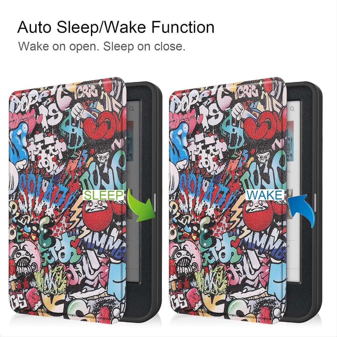 GIOPUEY Hülle Kompatibel mit Kobo Clara Colour/Clara BW, Flip Case, PU Leder + Weiches TPU Hülle, Au