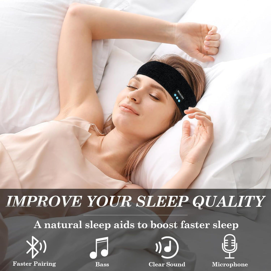 Bluetooth Kopfhörer Stirnband, Schlafkopfhörer Sport mit 6-10 Std Spielzeit, Atmungsaktives Schweiss