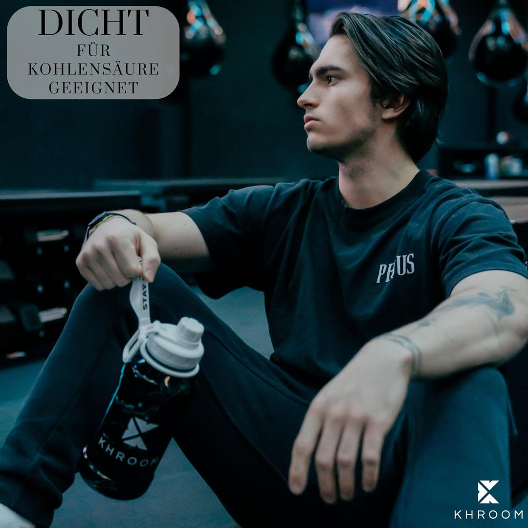 Khroom Edelstahl Trinkflasche 1,3L & 2,2L – Kohlensäure geeignet, auslaufsicher, spülmaschinenfest,