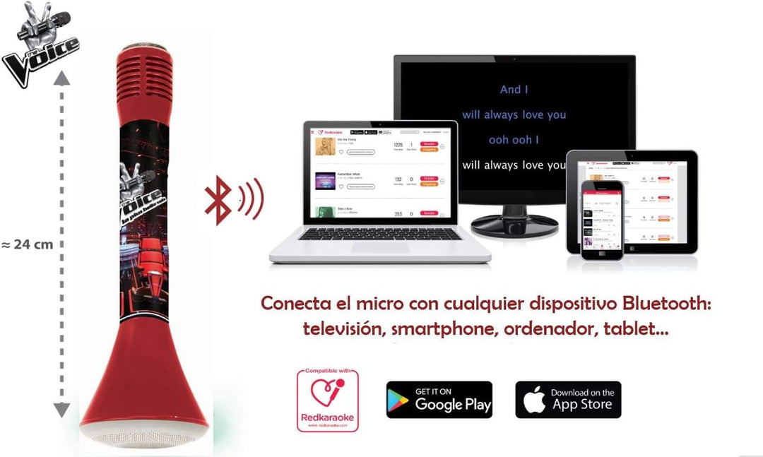 Lexibook - The Voice - Karaoke Micro Star Bluetooth® mit Stimmwechselfunktion, Mikrofon zum Singen,