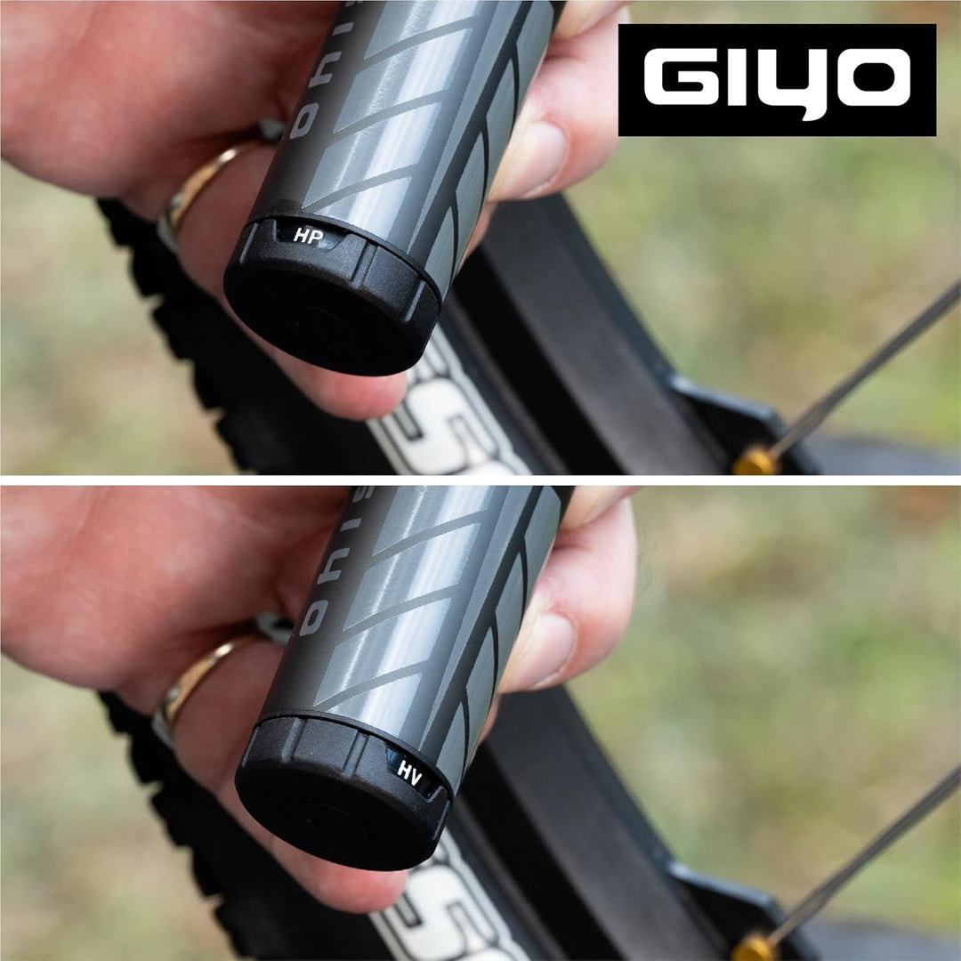 GIYO GM-45CT Mini-Fahrradpumpe, 2-Stage Hochvolumen (80cc) / Hochdruck-Alu-Pumpe (7 bar) für Mountai