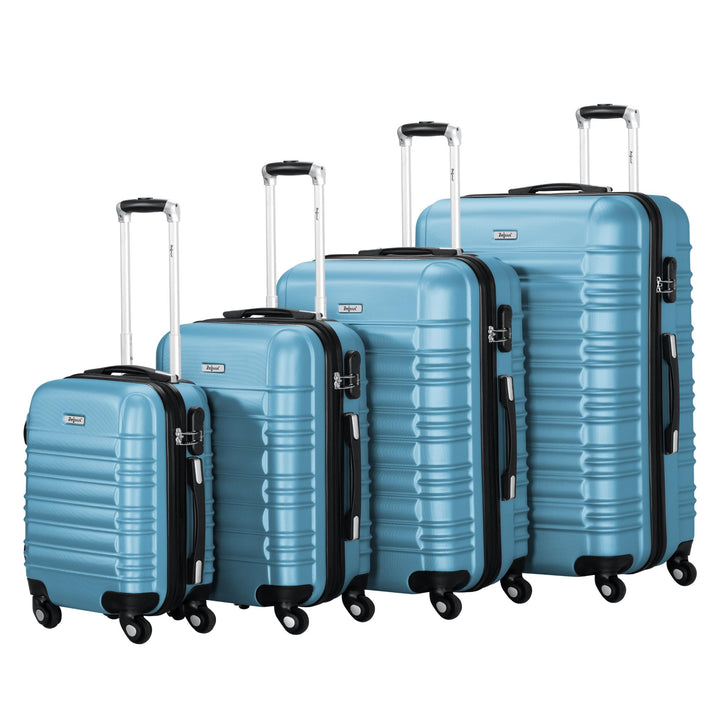 Zelsius Koffer Set 4 Stück, Stahlblau | ABS Hartschalenkoffer mit Zahlenschloss, 4 Rollen und Innen