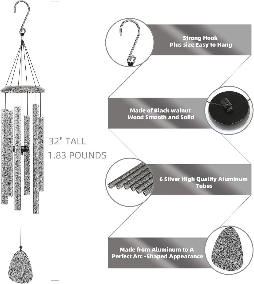 Windspiel für draussen, 6-Röhren-Klangspiel für Garten, Balkon und Terrasse, Hängende Gartendekorati